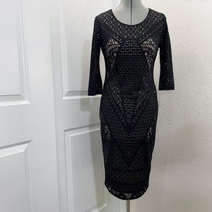 Philosophy Black Burnout Fitted Jersey Dress